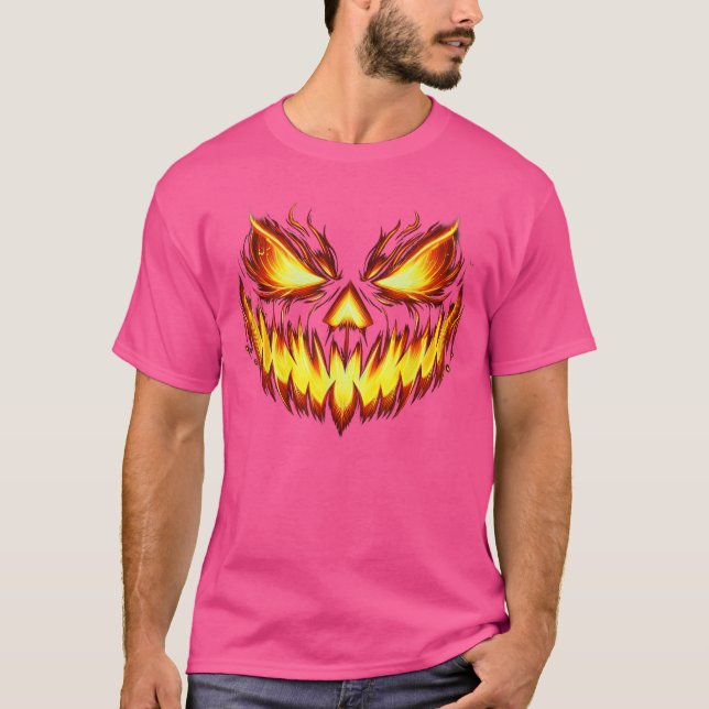 Camiseta Scary Jack O Lantern Carved Pumpkin Face Halloween (Frente)