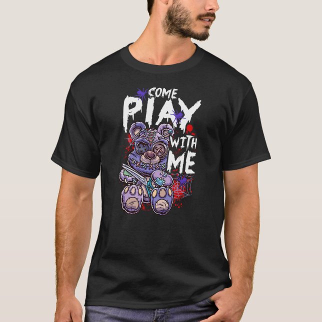 Camiseta Scary Killer Teddy Bear Pastel Goth Style Creepy K (Frente)