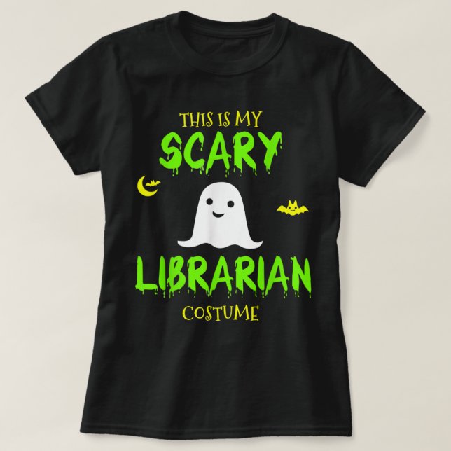 Camiseta Scary Librarian Costume Halloween Lazy Easy (Frente do Design)