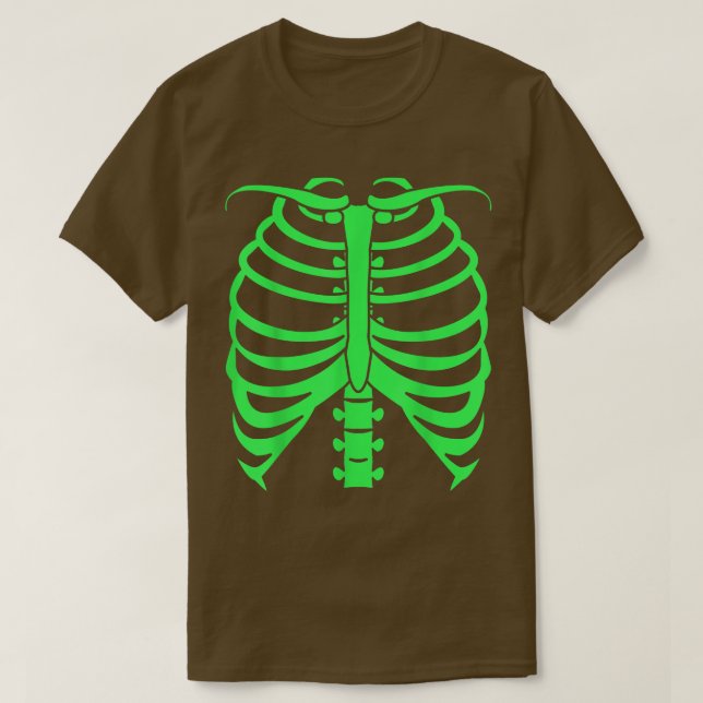Camiseta Scary Neon Green Skeleton Bones (Frente do Design)