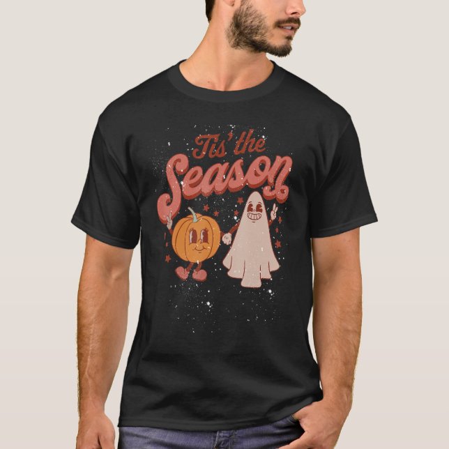 Camiseta Scary Tis' The Season Pumpkin Ghost Costume Hallow (Frente)