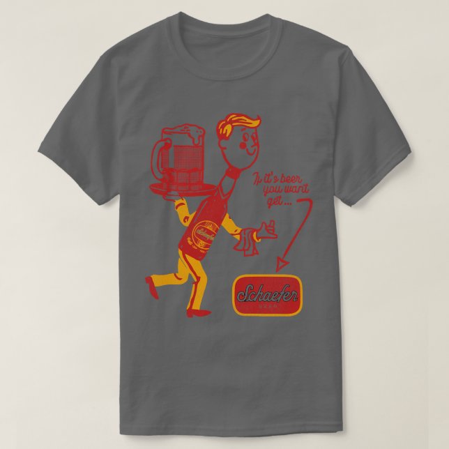 Camiseta Schaefer Beer Man Retro Defunct Breweriana (Frente do Design)
