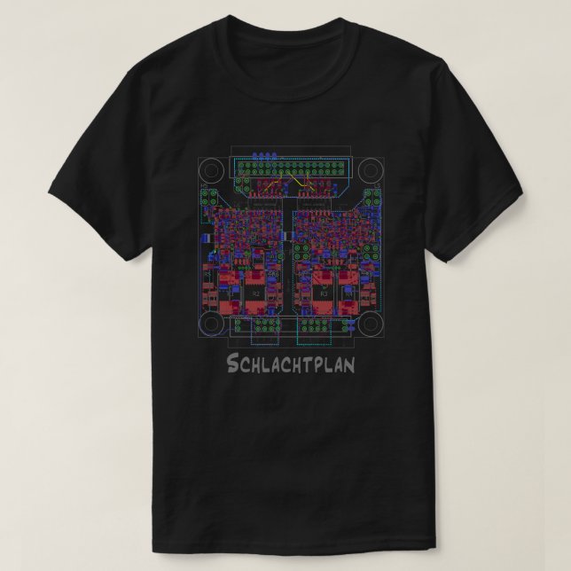 Camiseta Schaltplan "Schlachtplan" Elektronik PCB Platine (Frente do Design)