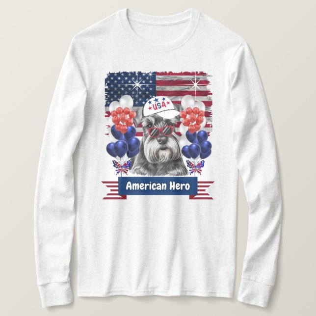 Camiseta Schanuzer American Hero Long Sleeve T Shirt (Frente do Design)