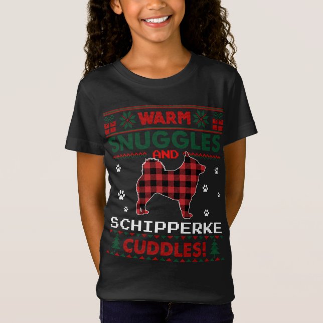 Camiseta Schipperke Dog Christmas Pajama Ugly Christmas Swe (Frente)