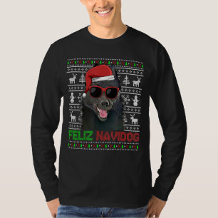 Camiseta Schipperke Dog Feliz Navidog Feliz Natal Encantado