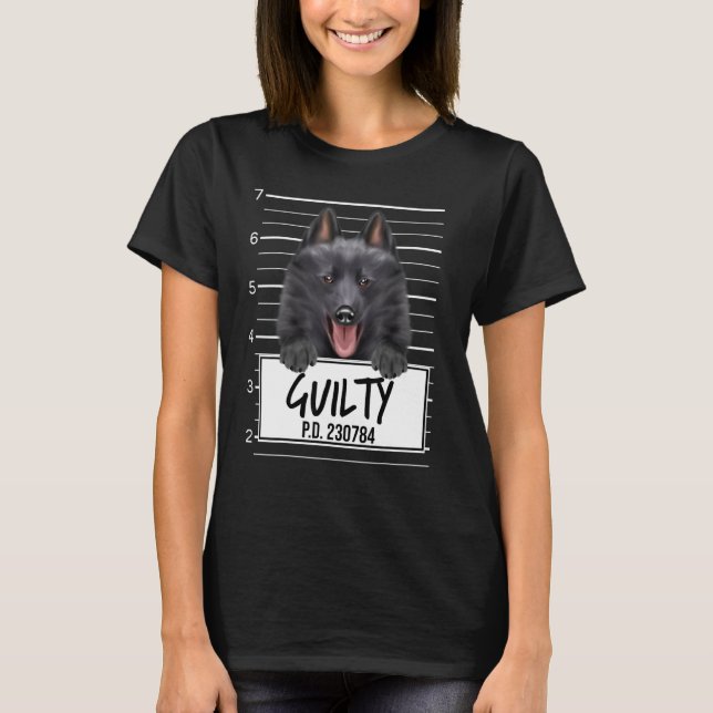 Camiseta Schipperke Mugshot Guilty Dog (Frente)