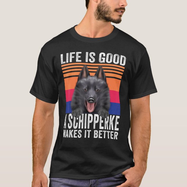 Camiseta Schipperkes Torna Sua Vida Boa Vintage (Frente)