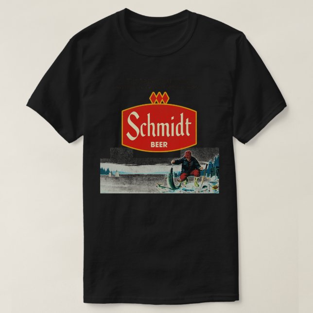 Camiseta Schmidt Beer Retro Defuncct Imagem Natural (Frente do Design)