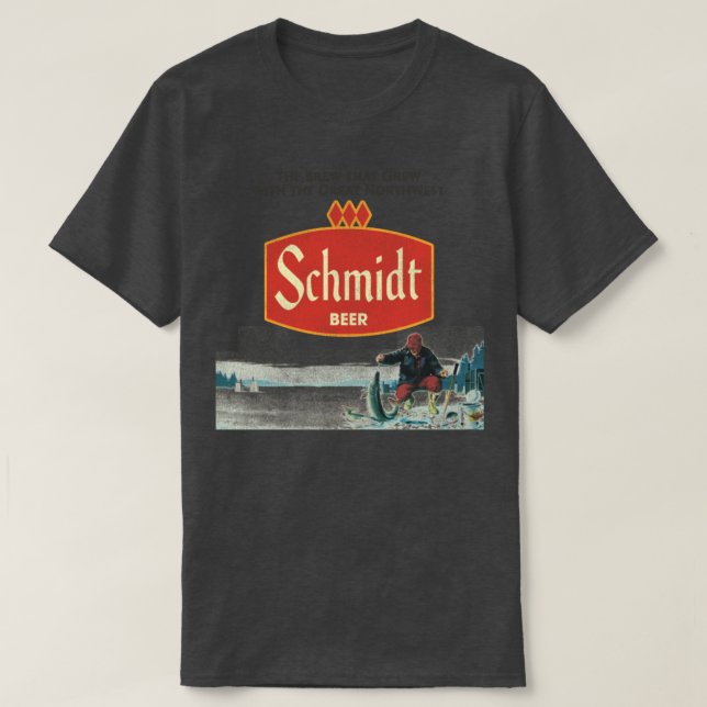 Camiseta Schmidt Beer Retro Defuncct Imagem Natural (Frente do Design)