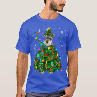 Camiseta Schnauzer Árvore Natal Luzes de Natal Schnauze