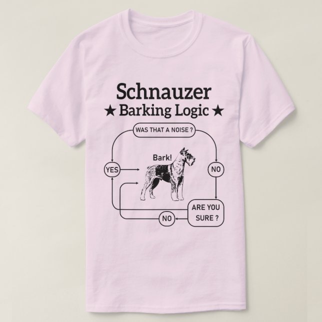 Camiseta Schnauzer Barking Logic Cão Legal Pet Lover Sarcas (Frente do Design)