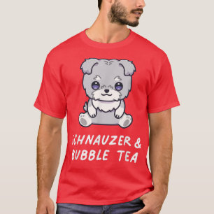 Camiseta Schnauzer & Bubble Tea Kawaii - Cachorro Animado