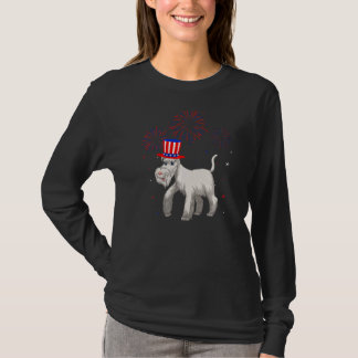Camiseta Schnauzer Cachorro Vermelho Branco Azul Fogos de A