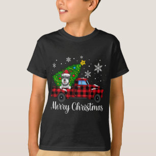Camiseta Schnauzer Cão Andando Vermelho Caminhão Feliz Grát