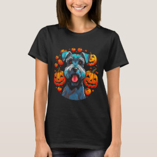 Camiseta Schnauzer de Halloween Preto Premium Tri-Blend