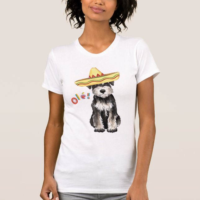 Camiseta Schnauzer diminuto da festa (Frente)