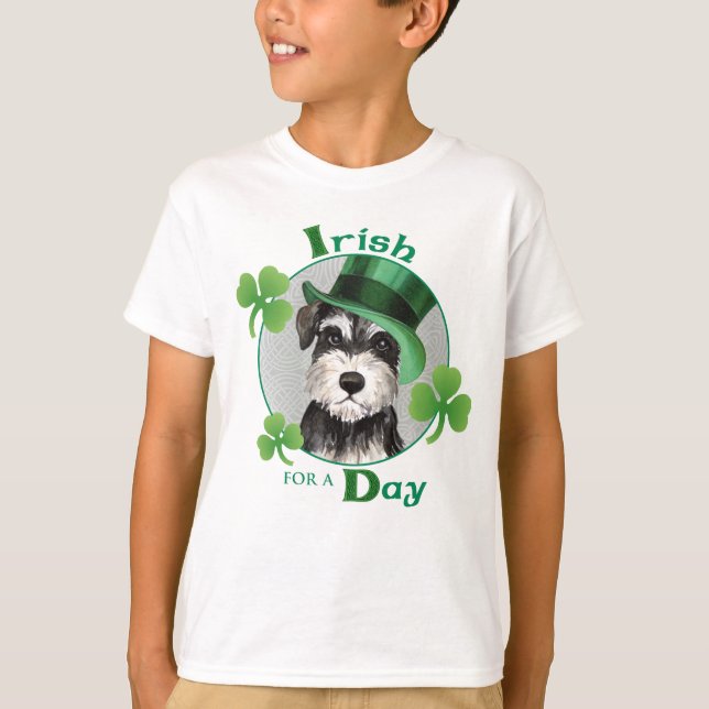 Camiseta Schnauzer diminuto do dia de St Patrick (Frente)