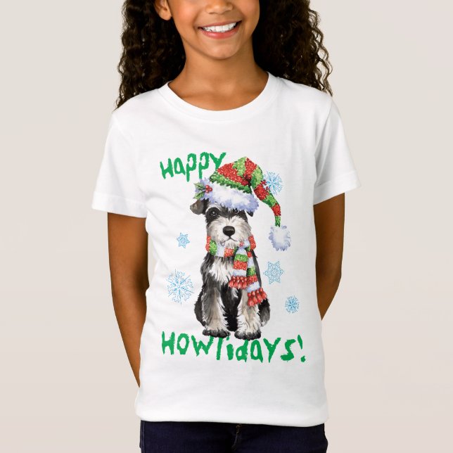 Camiseta Schnauzer diminuto feliz de Howlidays (Frente)
