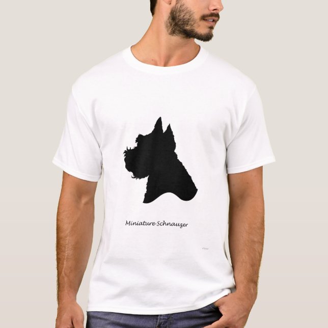 Camiseta Schnauzer diminuto - silhueta preta (Frente)
