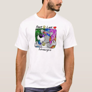 Camiseta Schnauzer do amor da paz dos desenhos animados