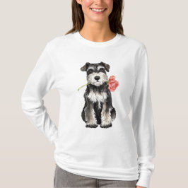 Camiseta Schnauzer do rosa dos namorados mini