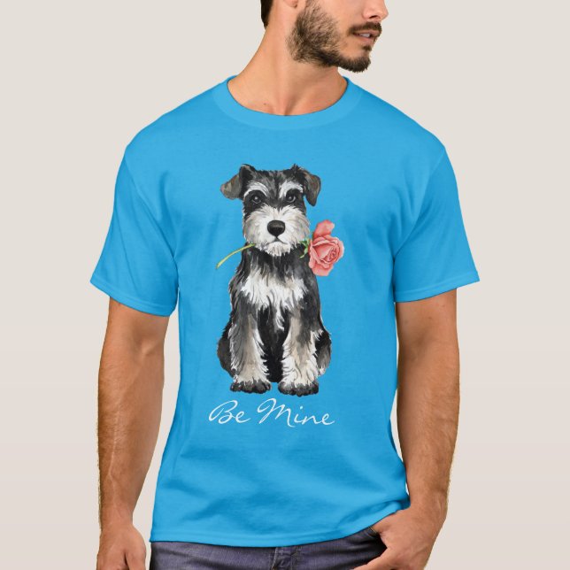 Camiseta Schnauzer do rosa dos namorados mini (Frente)