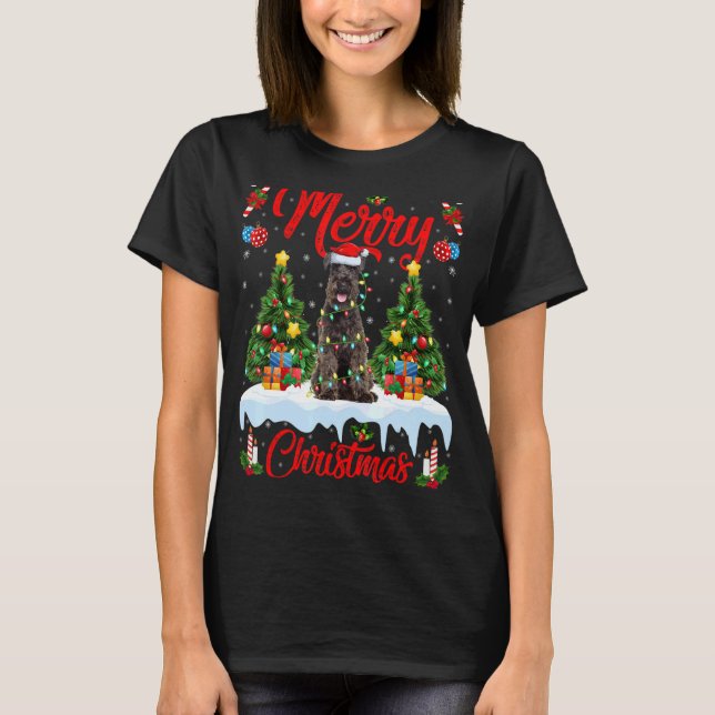Camiseta Schnauzer Dog Luz Papais noeis De Árvore Xmas Schn (Frente)