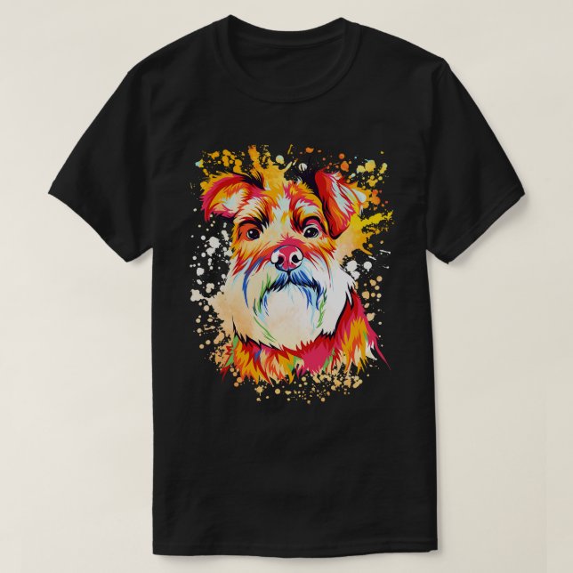 Camiseta Schnauzer Dog Water Color Design (Frente do Design)