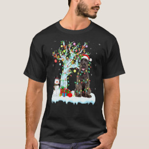 Camiseta Schnauzer Dog Xmas Tree Lighting Papais noeis Schn