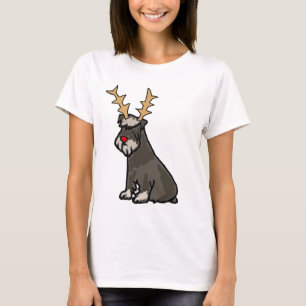 Camiseta Schnauzer engraçado com Natal dos Antlers da rena