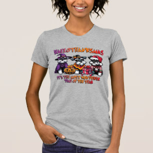 Camiseta Schnauzer Halloween Dia de Ação de Graças Natal Cl