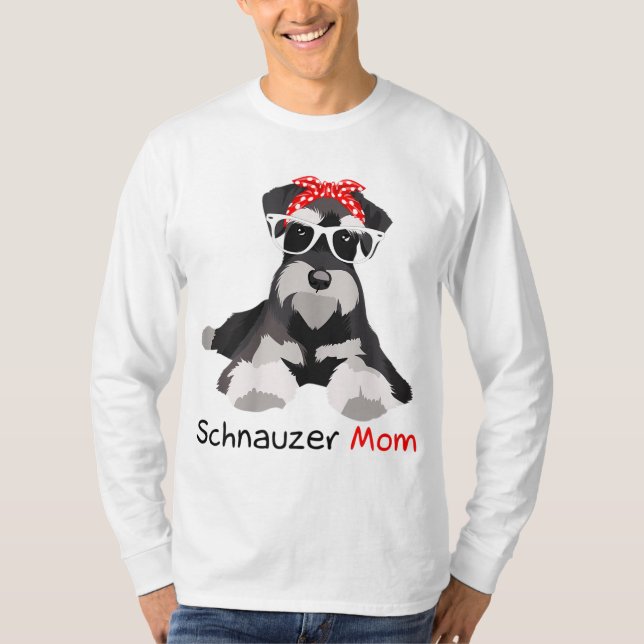 Camiseta Schnauzer Mãe Bandana Mulher Cão Schnauzer (Frente)