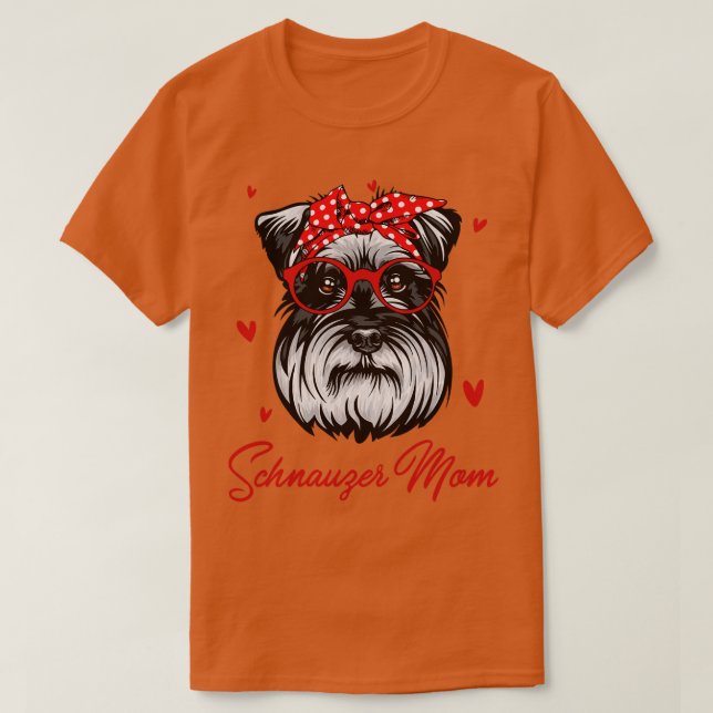 Camiseta Schnauzer Mãe Cute Leopardo Imprime Cachorros Mãe (Frente do Design)