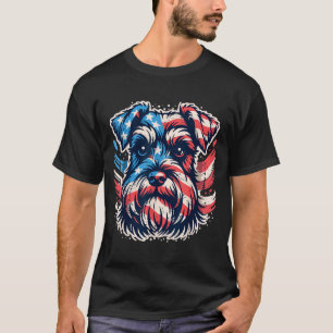 Camiseta Schnauzer Miniatura Patriótico Bandeira Americana