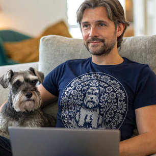 Camiseta Schnauzer ou Outro Terrier Vintage Floral