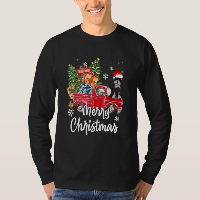 Camiseta Schnauzer Ride Red Truck Merry Christmas Pajama (Frente)