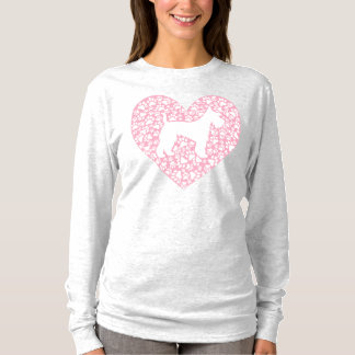 Camiseta Schnauzer Silhouette Heart Paws Adorable