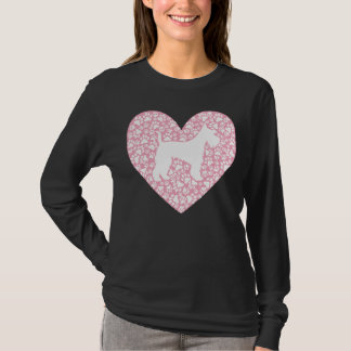 Camiseta Schnauzer Silhouette Heart Paws Adorable
