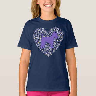 Camiseta Schnauzer Silhouette Heart Paws Adorable