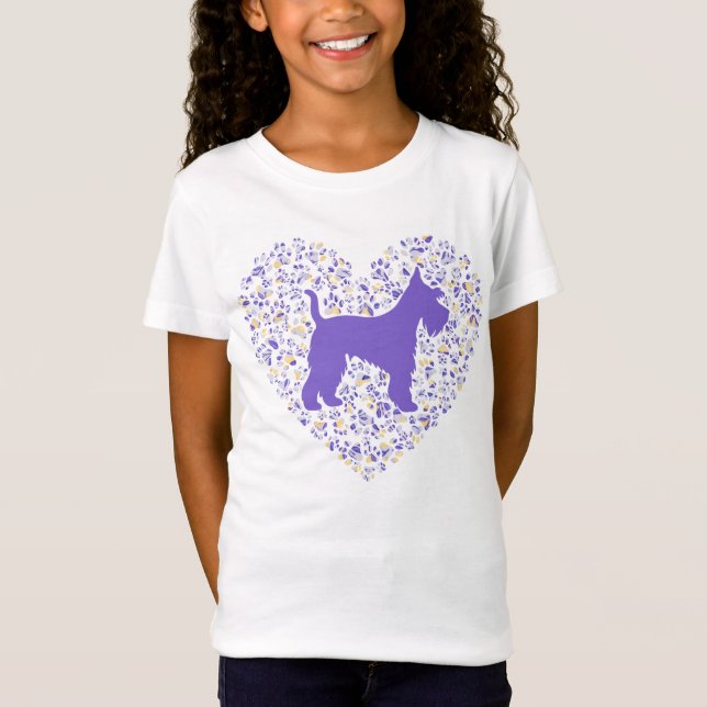 Camiseta Schnauzer Silhouette Heart Paws Adorable (Frente)