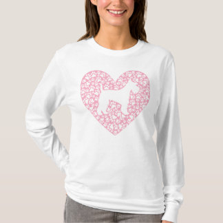 Camiseta Schnauzer Silhouette Heart Paws Adorable