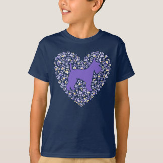 Camiseta Schnauzer Silhouette Heart Paws Adorable