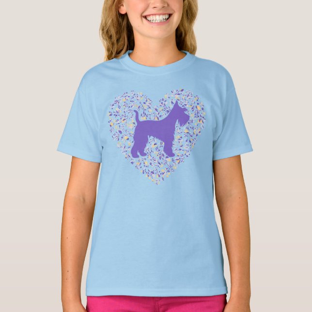 Camiseta Schnauzer Silhouette Heart Paws Adorable (Frente)