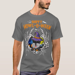 Camiseta Schnauzer Skeleton Heart Happy HowlOWeen Costume 