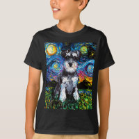 Schnauzer Starry Night Impressionist Dog Art por A