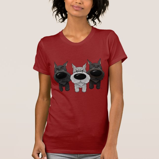 Camiseta Schnauzers - opinião do nariz e do bumbum (Frente)