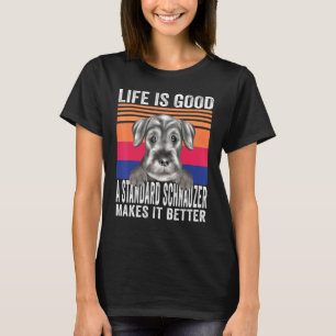 Camiseta Schnauzers Padrão Tornam Sua Vida Boa Vintage