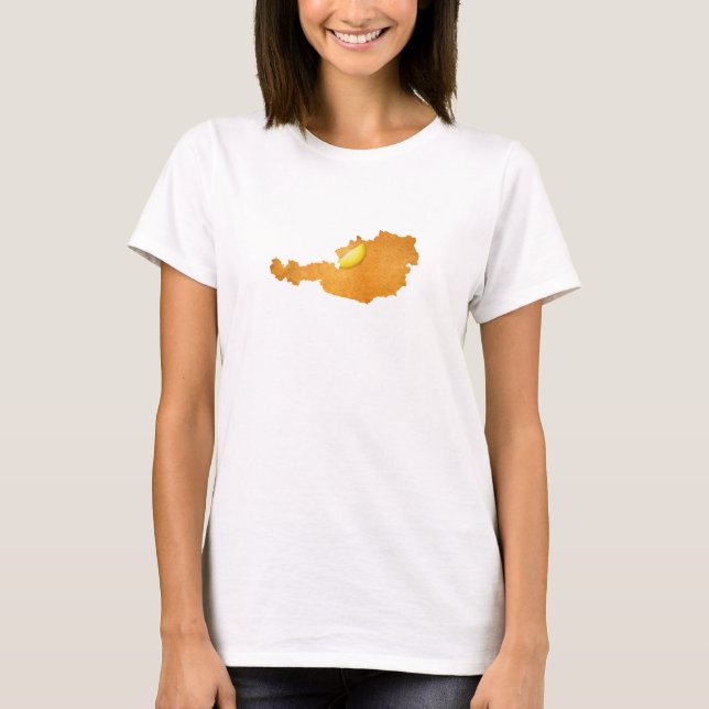 Camiseta Schnitzel Vienense - Mapa da Áustria (Frente)