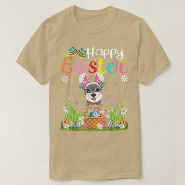 Camiseta Schnoodle Dog Bunny Egg Caçando Engraçado Schnoodl (Frente do Design)